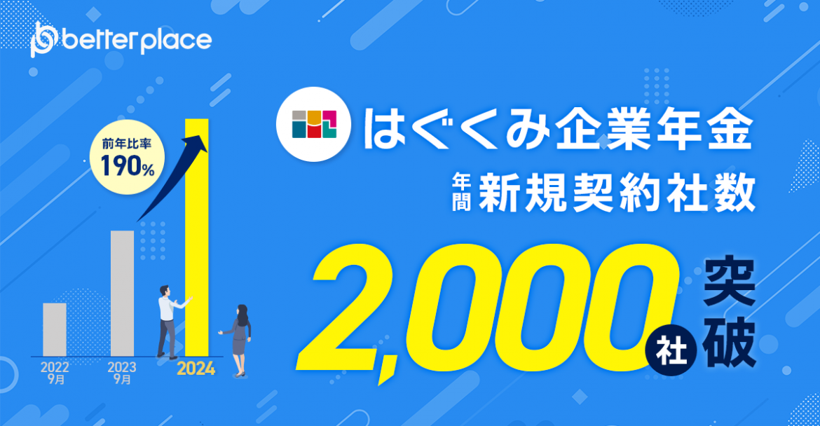 企業年金制度「はぐくみ企業年金」１年間の新規契約社数が昨年比190%となる2,000社を突破